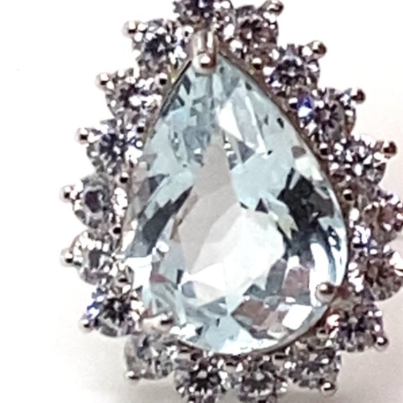 Aquamarine 2.30ct White Gold Solid Silver Pendant - Picture 2 of 8